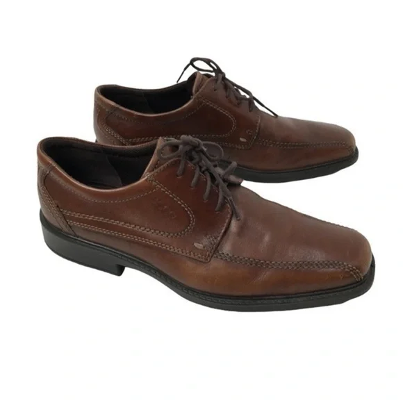 ECCO Men'sLeather Bike Toe Tie Oxfords, Mens 43 US 9.5
